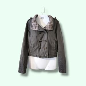 Sound & Matter | Cute Casual Gray Double-Breasted Short Jacket (SIZE M)